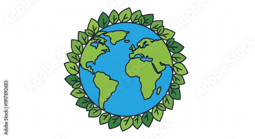 Earth surrounded by green leaves eco friendly symbol environmental conservation concept globe with foliage sustainable living icon
