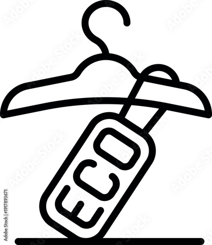 Eco friendly clothes hanger with label promoting sustainable fashion practices and environmentally conscious garment choices