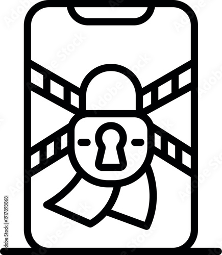 Protecting valuable data with smartphone security measures, featuring a closed padlock and warning tape