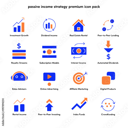 Premium icon pack for passive income strategy