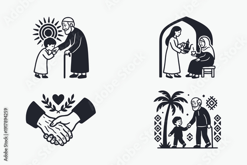 Monochrome Icons of Respect, Tradition, and Generational Care