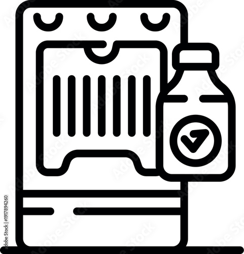 Smart refrigerator scanning milk bottle barcode to check its expiration date, ensuring food safety and freshness