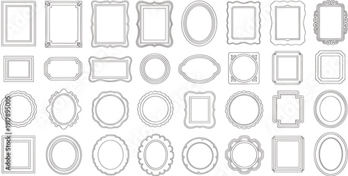 Backgrounds and Textures Vintage Frame Vector Collection, Ornamental Rectangle and Oval Border Designs, Classic Decorative Outline Set for Invitation, Certificate, and Luxury Branding