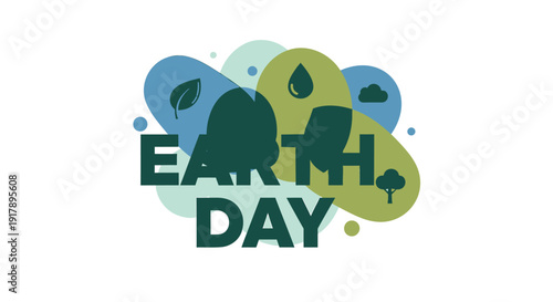 Earth Day eco friendly icon vector graphic, symbolizing environmental awareness and conservation. Created in modern style with green and blue palette.