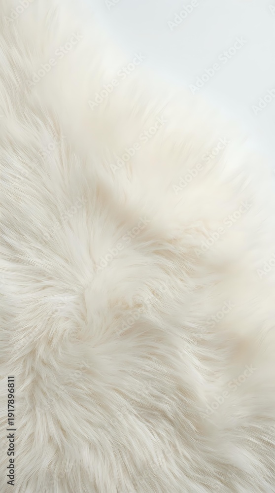 Fototapeta premium Luxurious white fur texture with soft fluffy fibers creating natural patterns for cozy interior design and fashion projects.
