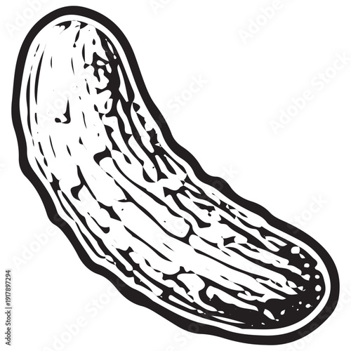 Pickle sketch, preserved cucumber illustration, sour snack vector