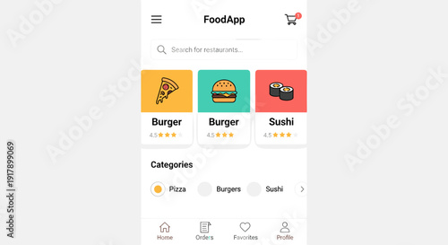 Food Delivery App Icons and Categories.