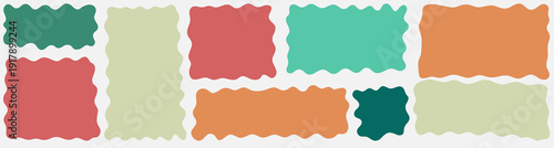 Abstract wavy rectangle and organic blob frames with irregular fluid shapes. Liquid splash elements and hand-drawn line geometric forms in a modern vector style. EPS10