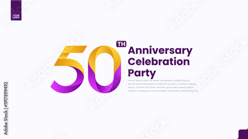 50th anniversary celebration party logo gold gradient