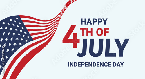 Patriotic 4th of July Independence Day vector graphic with American flag and text