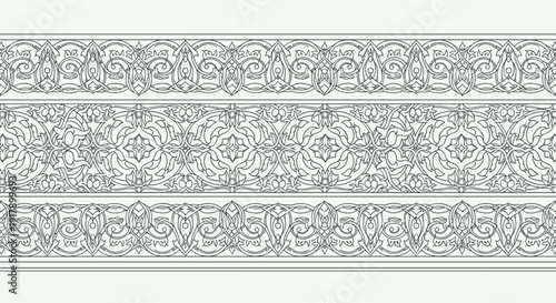 Intricate Gray Floral Pattern Design Element.