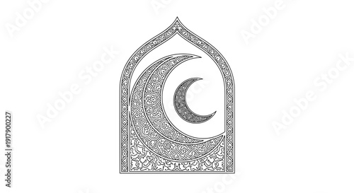 Islamic Crescent Moon Symbol in Archway.