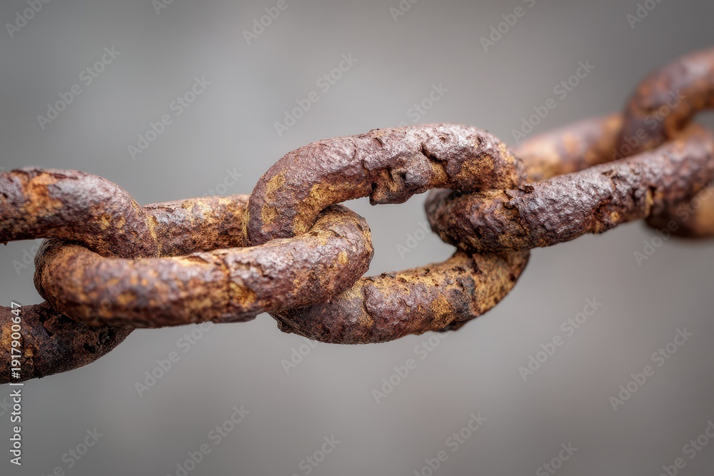 Fototapeta premium Industrial-style rusty chain close-up emphasizing texture and decay