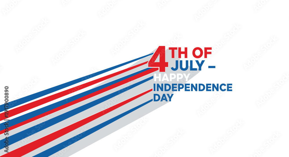 Obraz premium Patriotic 4th of July Independence Day vector graphic element, includes American flag colors and text. Created in colorful style with red, white, and blue palette.