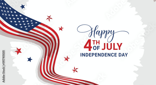 Patriotic 4th of July Independence Day vector graphic with American flag and stars