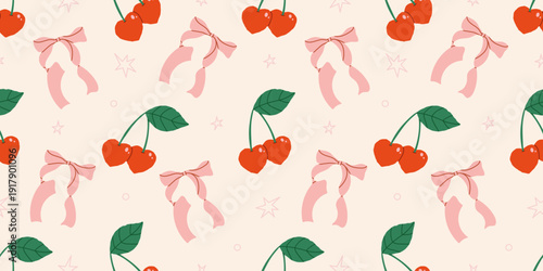 Coquette ribbon bows seamless pattern