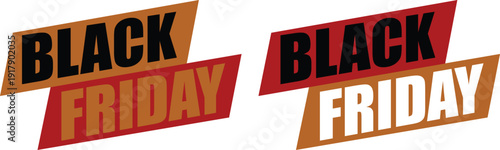 Black Friday sale badges and discount labels icon set collection in red and yellow colors isolated on white background, shopping promotion tags, sale stickers, ecommerce banner.