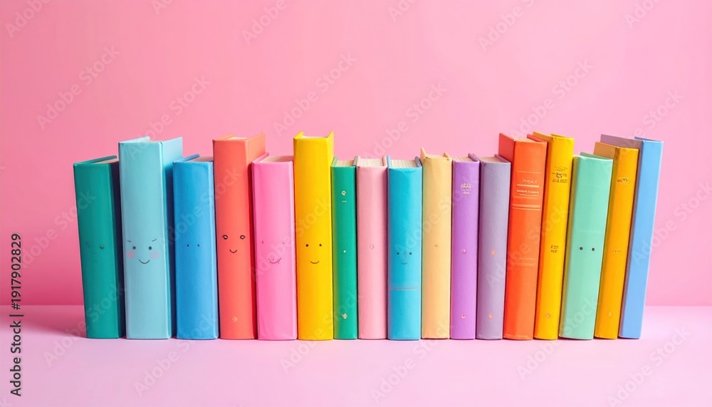 Fototapeta premium Colorful bookshelf display