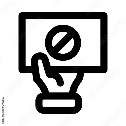 Hand holding placard icon for protest. Placard Modern Professional Line Icon with minimal clean design representing activism demonstration rally rights and public movement