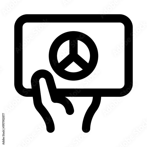 Hand holding placard icon for activism. Hand Holding Placard Modern Professional Line Icon with minimal clean design representing protest rally demonstration rights and public movement