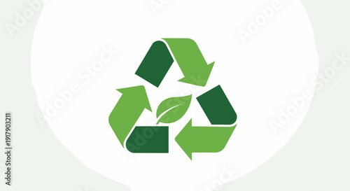 Green Recycling Symbol with Leaf Icon.