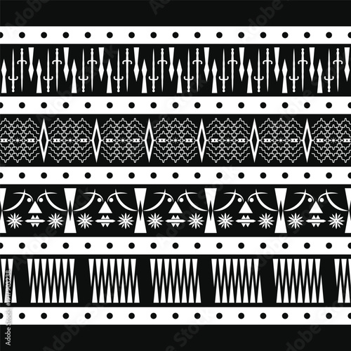 black and white folk tribal cloth pattern ethnic ornamental art wallpaper background
