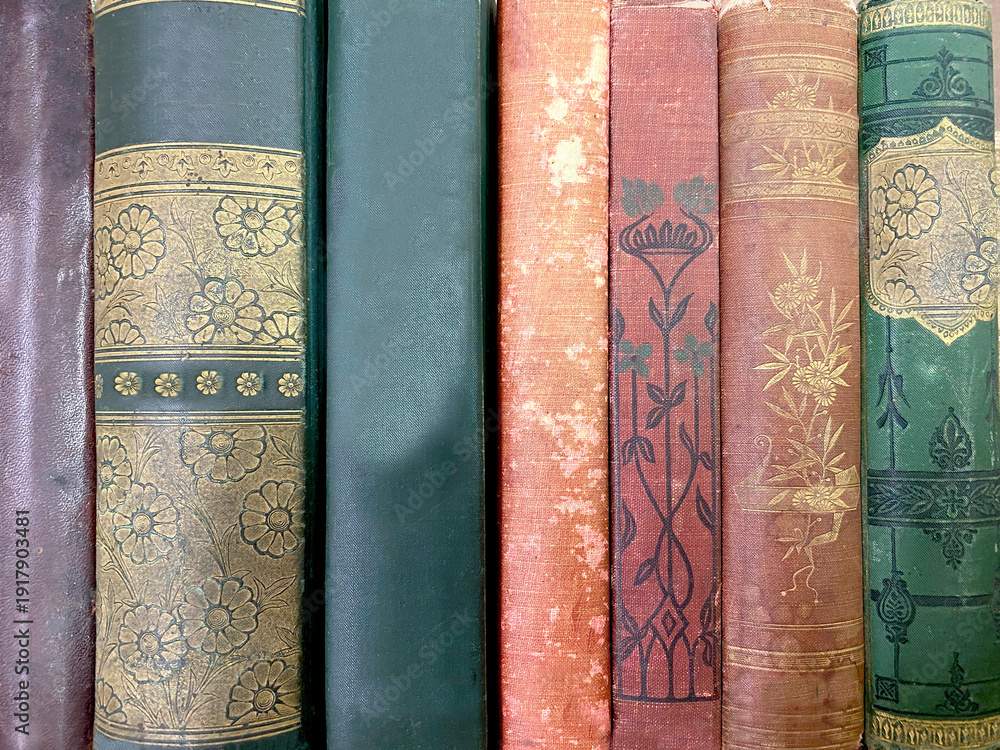 Fototapeta premium Antique multicolor book spines background