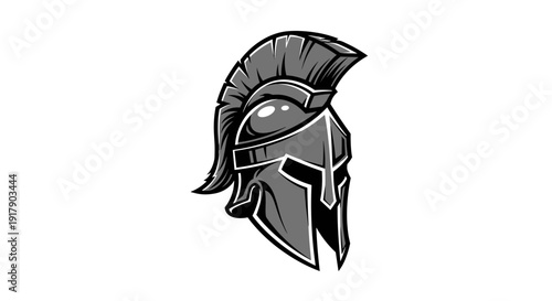 Ancient Greek Spartan Warrior Helmet Illustration.