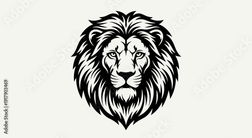 Black and White Lion Head Illustration 3.
