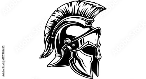 Ancient Greek Spartan Helmet Illustration.