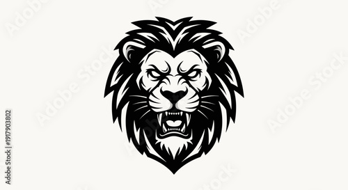 Black and White Lion Head Illustration 2.
