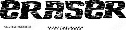 Eraser Bold Decorative Font, Unique Rubbed Effect Surface Alphabet Set, Versatile Display Typeface for High-Impact Advertising, Streetwear Branding, Apparel Design, and Visual Identity Art