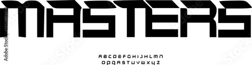 Masters Modern Bold Italic Display Font Alphabet Vector, Futuristic Sporty Typeface for Automotive Branding, Gaming Logo Design, and Racing Graphics - Strong Lettering Set