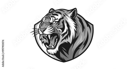 Illustration of a Roaring Tiger Head.