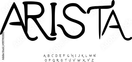 Arista Bold Artistic Font, Unique Calligraphic Alphabet Set, Versatile Display Typeface for High-End Apparel, Beauty Product Packaging, Floral Shop Branding, and Sophisticated Visual Arts