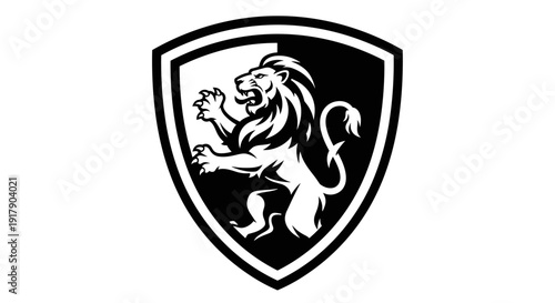 Black and White Lion Crest Emblem.