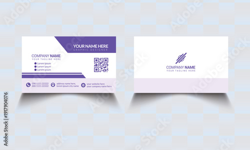 Printing Business card design with purple accents and Vector Design