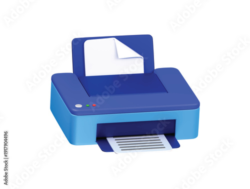 a modern office printer icon 3d render illustration