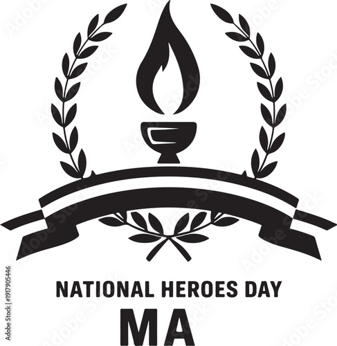 Black and white logo for national heroes day celebration in mauritius