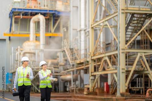 Asian male and female engineers within the company coordinate preventive maintenance projects at power plants, helping to enhance reliability across the entire steam power industry network.