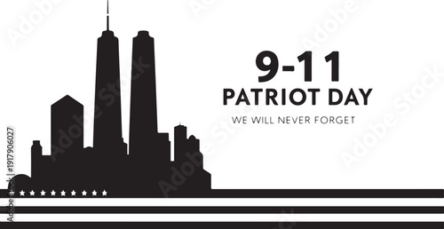 Memorial illustration for patriot day remembering the events of 9-11