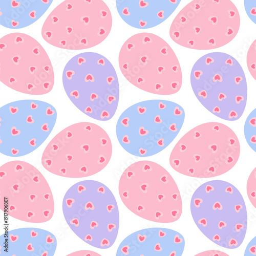 Multicolor Easter Eggs with heart ornament Seamless Pattern Creative Easter colorful Backdrop design. Isolated Vector illustration Easter Greetings Social Media post or wrapping and wallpaper Thematic