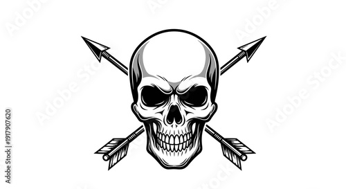 Black and White Skull with Arrows.