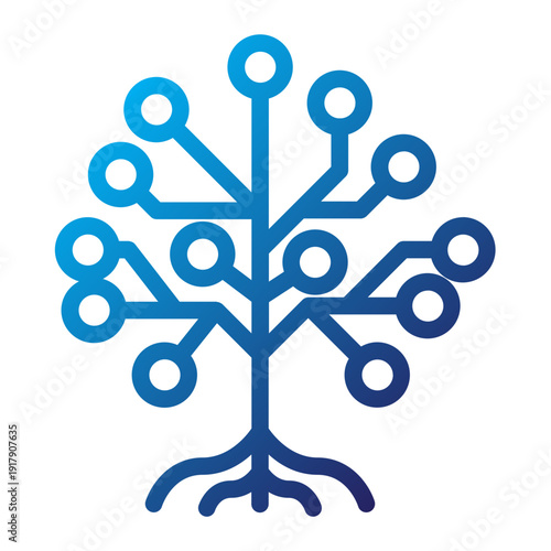 Technological Growth Network Line Gradient Icon