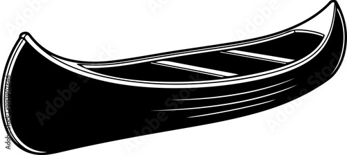vintage canoe drawing silhouette vector illustration