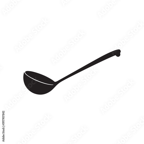 Food ladle silhouette vector art white background.
