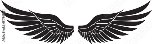 Stylized black wings symbolizing freedom and power in minimalist design