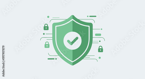 Green Shield Security Protection Icon Graphic.