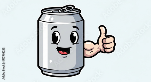 Cartoon Soda Can Character Giving Thumbs Up Isolated on White Background