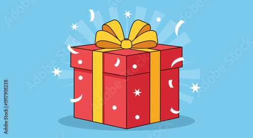 Red Gift Box with Yellow Ribbon.